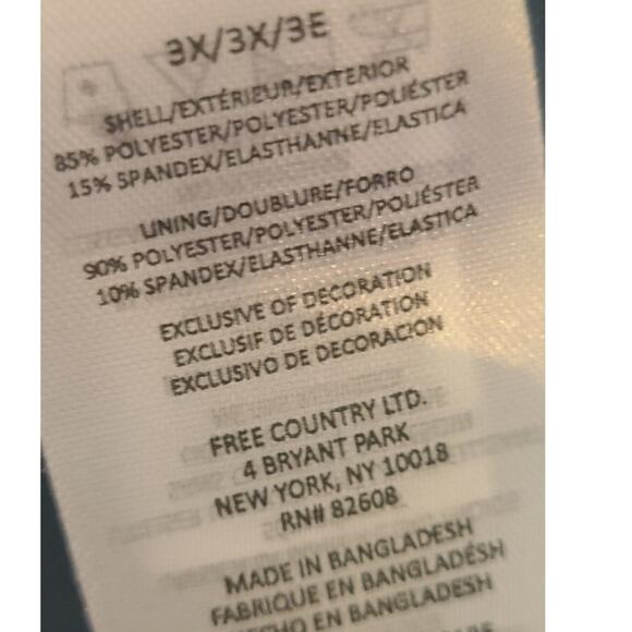 Free Country 2 Piece Blue Tie Dye Gray Tankini Swim Set ~ 3X Plus Size, NEW - Picture 7 of 7